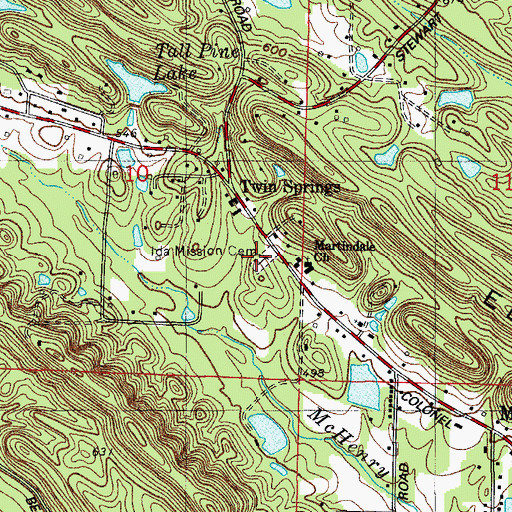 Topographic Map of Ida Mission Cemetery, AR