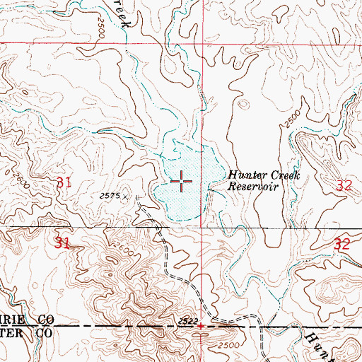 Topographic Map of Hunter Creek Reservoir, MT