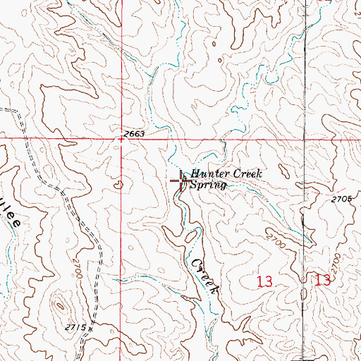 Topographic Map of Hunter Creek Spring, MT