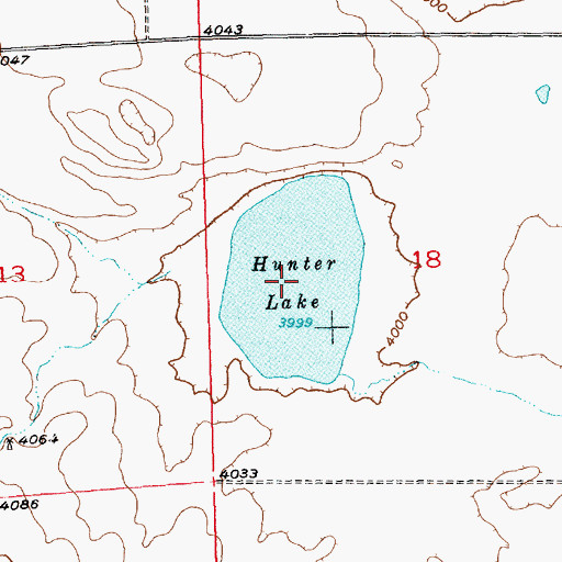 Topographic Map of Hunter Lake, MT