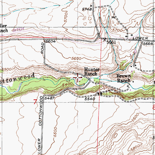Topographic Map of Hunter Ranch, MT