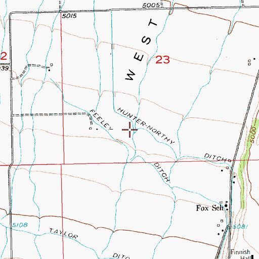 Topographic Map of Hunter-Northy Ditch, MT