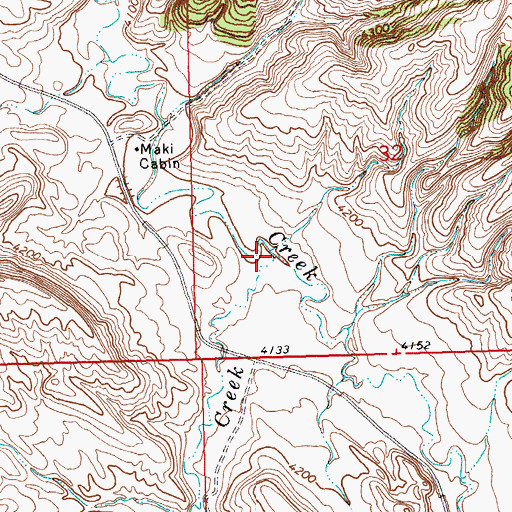 Topographic Map of Hunters Creek, MT