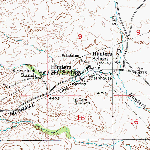 Topographic Map of Hunters Hot Springs, MT