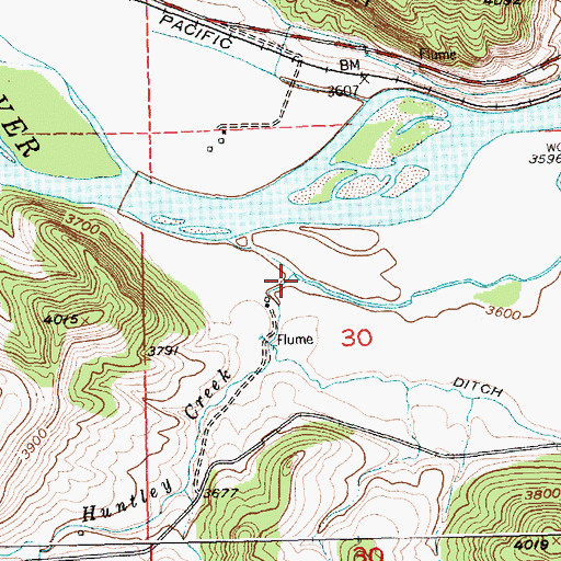 Topographic Map of Huntley Creek, MT