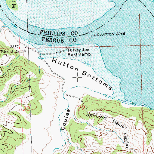 Topographic Map of Hutton Bottoms, MT