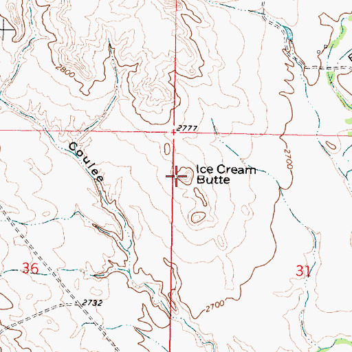Topographic Map of Ice Cream Butte, MT