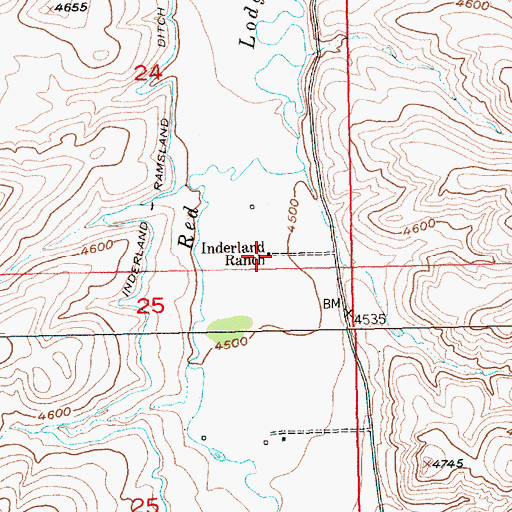 Topographic Map of Inderland Ranch, MT