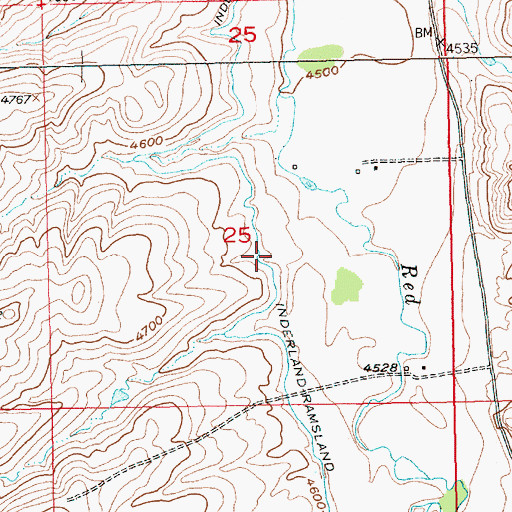 Topographic Map of Inderland-Ramsland Ditch, MT