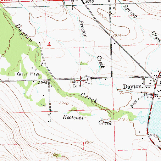 Topographic Map of Indian Cemetery, MT