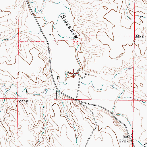 Topographic Map of Indian Creek, MT