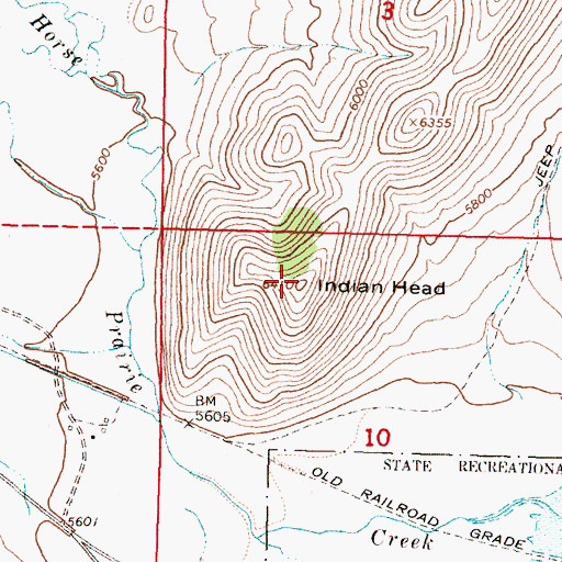 Topographic Map of Indian Head, MT