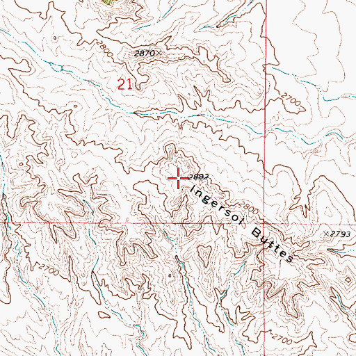 Topographic Map of Ingersol Butte, MT