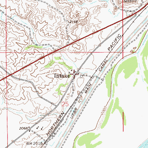 Topographic Map of Intake, MT