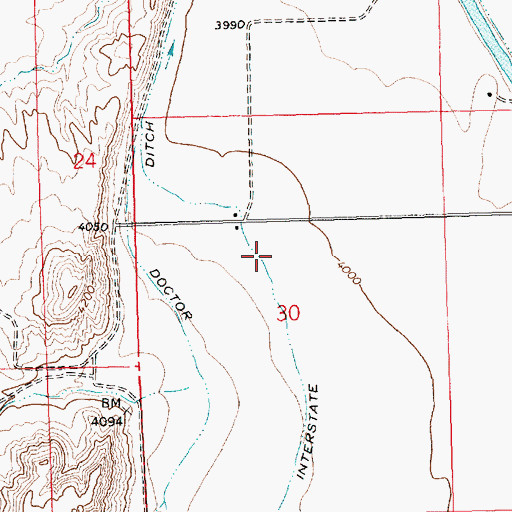 Topographic Map of Interstate Ditch, MT