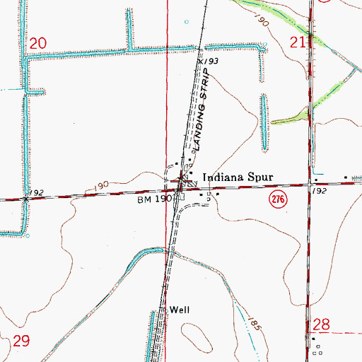 Topographic Map of Indiana Spur, AR