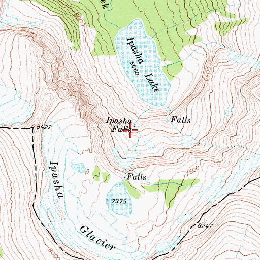 Topographic Map of Ipasha Falls, MT