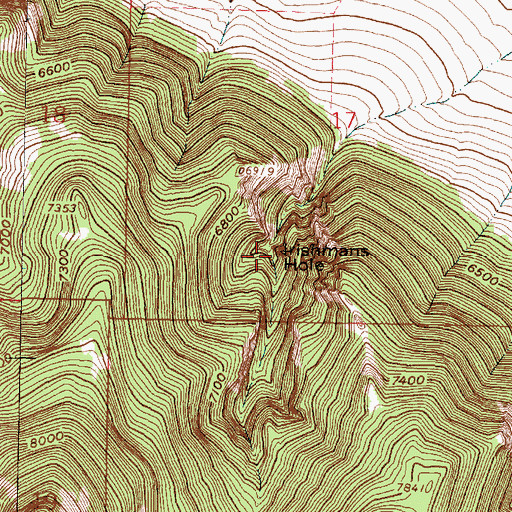 Topographic Map of Irishmans Hole, MT