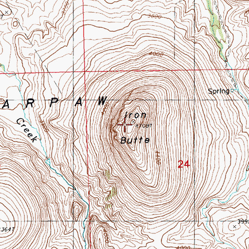 Topographic Map of Iron Butte, MT