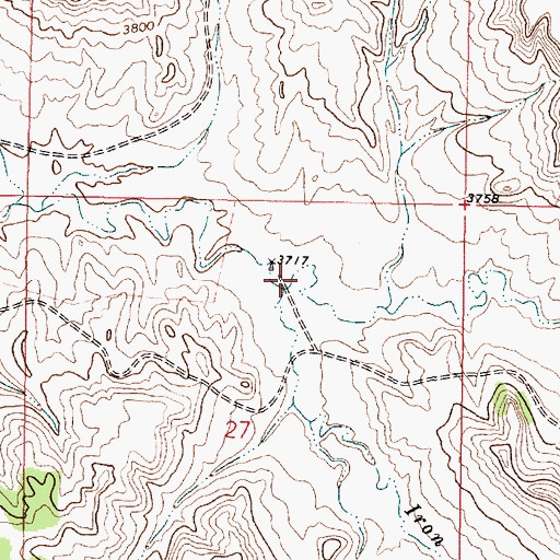Topographic Map of Iron Springs Creek, MT