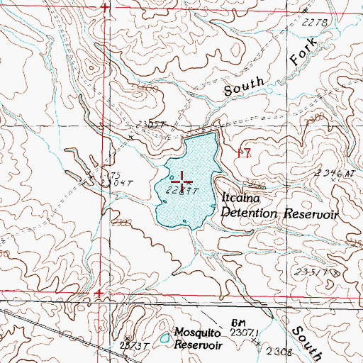 Topographic Map of Itcaina Reservoir, MT