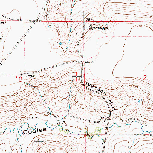 Topographic Map of Iverson Hill, MT