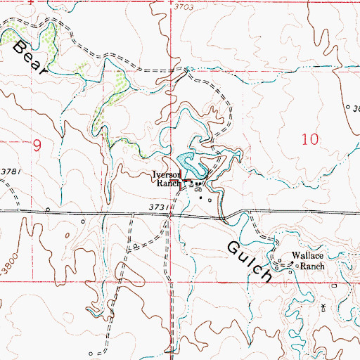 Topographic Map of Iverson Ranch, MT