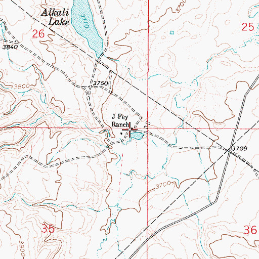 Topographic Map of J Fey Ranch, MT