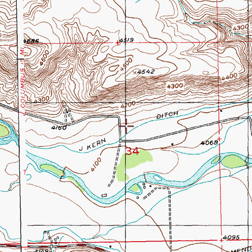 Topographic Map of J Kern Ditch, MT