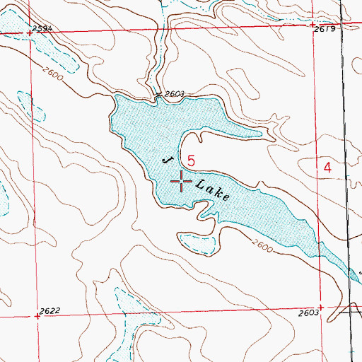 Topographic Map of J Lake, MT