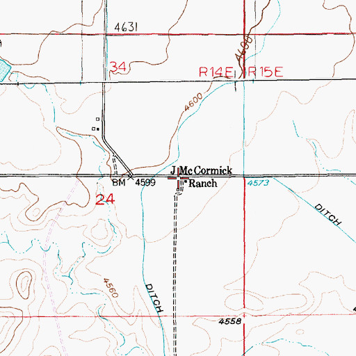 Topographic Map of J McCormick Ranch, MT
