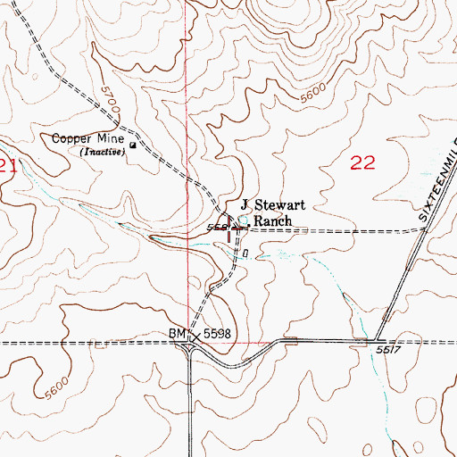 Topographic Map of J Stewart Ranch, MT