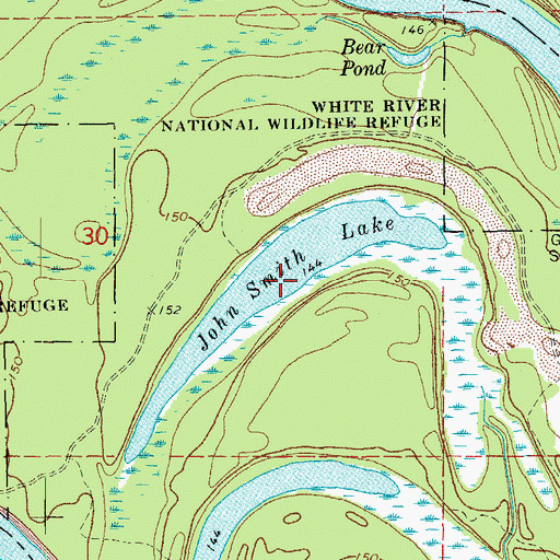 Topographic Map of John Smith Lake, AR