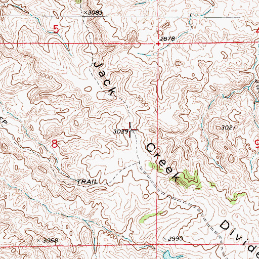 Topographic Map of Jack Creek Divide, MT