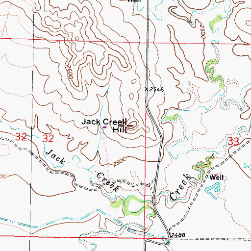 Topographic Map of Jack Creek Hill, MT