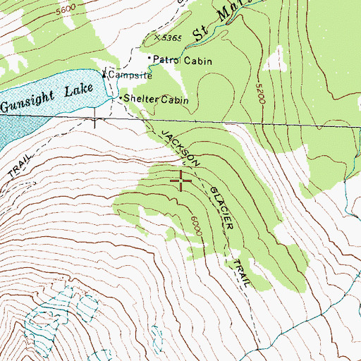 Topographic Map of Jackson Glacier Trail, MT