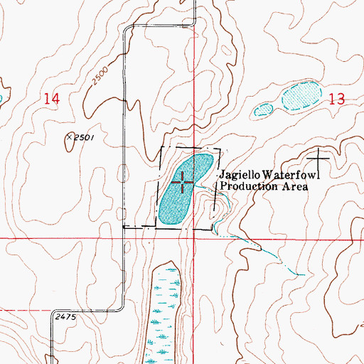 Topographic Map of Jagiello Waterfowl Production Area, MT