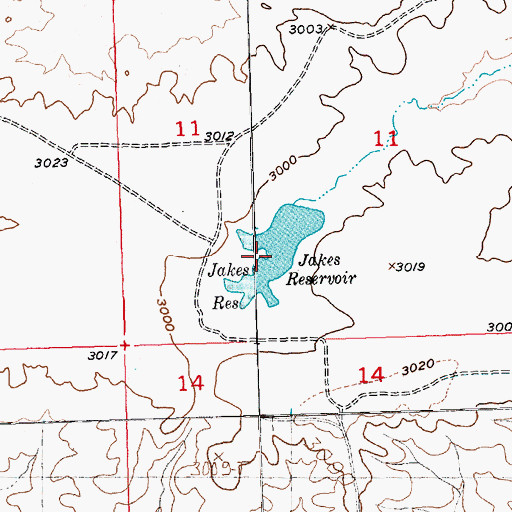 Topographic Map of Jakes Reservoir, MT