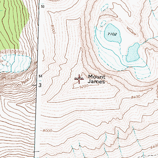 Topographic Map of Mount James, MT