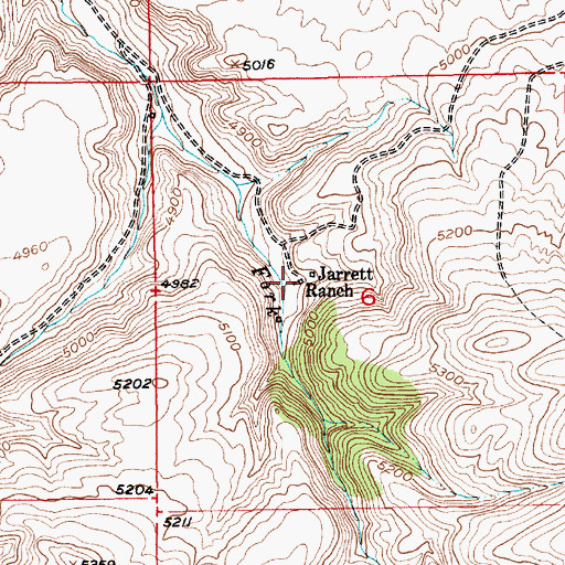 Topographic Map of Jarrett Ranch, MT