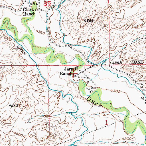Topographic Map of Jarrett Ranch, MT