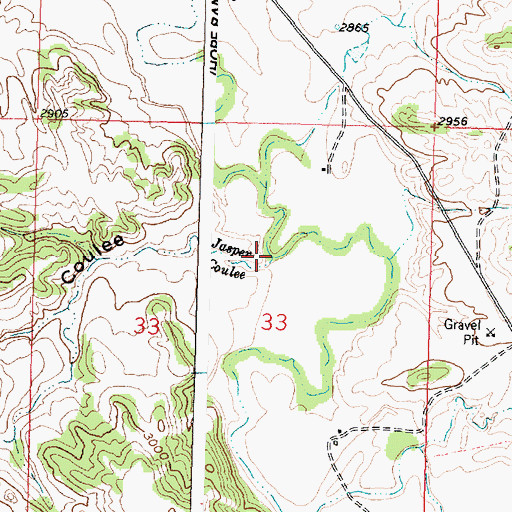 Topographic Map of Jasper Coulee, MT
