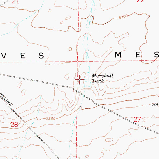 Topographic Map of Marshall Tank, AZ