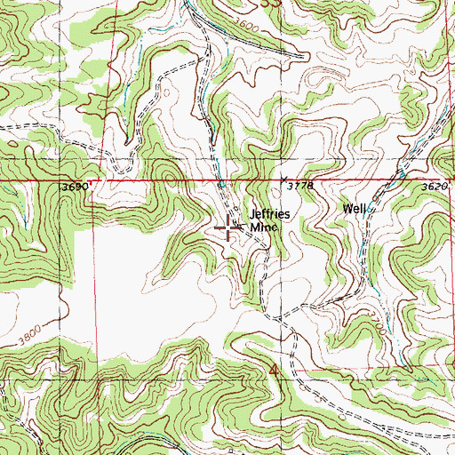Topographic Map of Jeffries Mine, MT