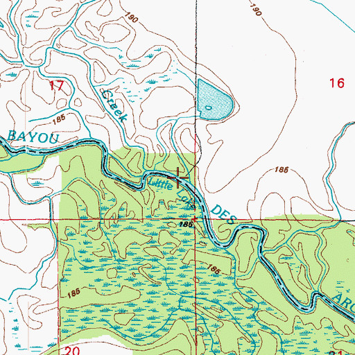 Topographic Map of Little Lake, AR