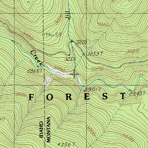 Topographic Map of Jill Creek, MT
