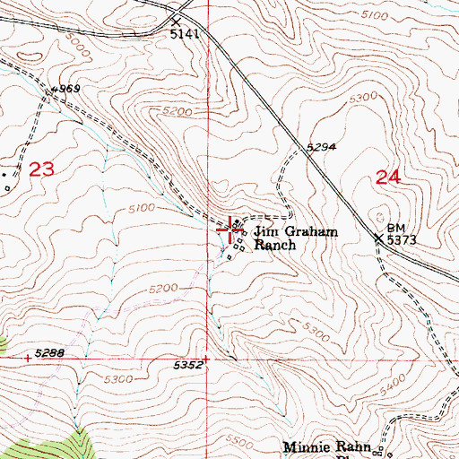 Topographic Map of Jim Graham Ranch, MT