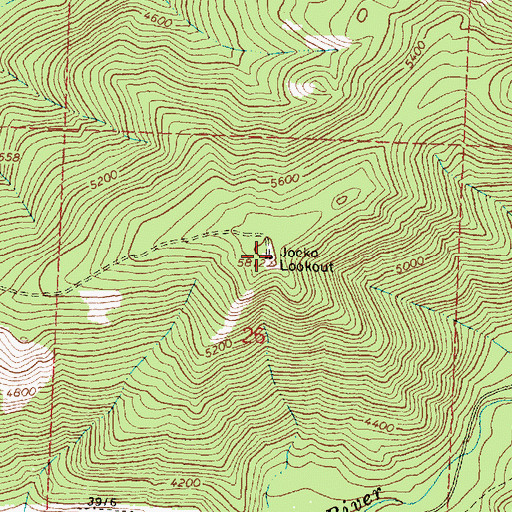Topographic Map of Jocko Lookout, MT