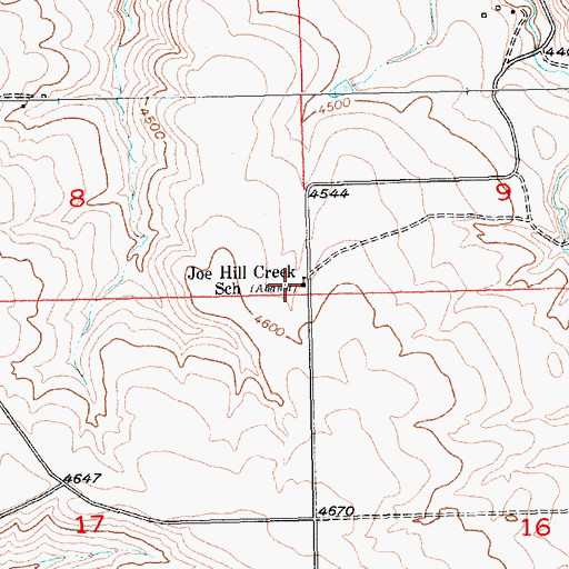 Topographic Map of Joe Hill Creek School, MT