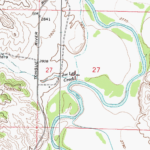 Topographic Map of Joe Leg Creek, MT